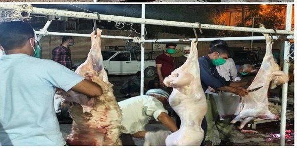 توزیع گوشت ۷۰ راس گوسفند بین نیازمندان حاجی آباد زیرکوه